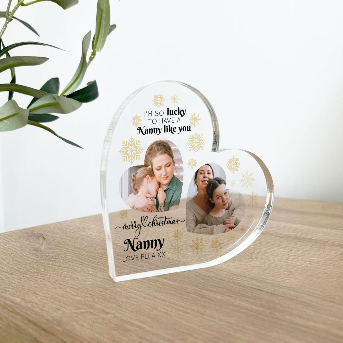 Nanny Gifts For Christmas Personalised Acrylic Heart Plaque