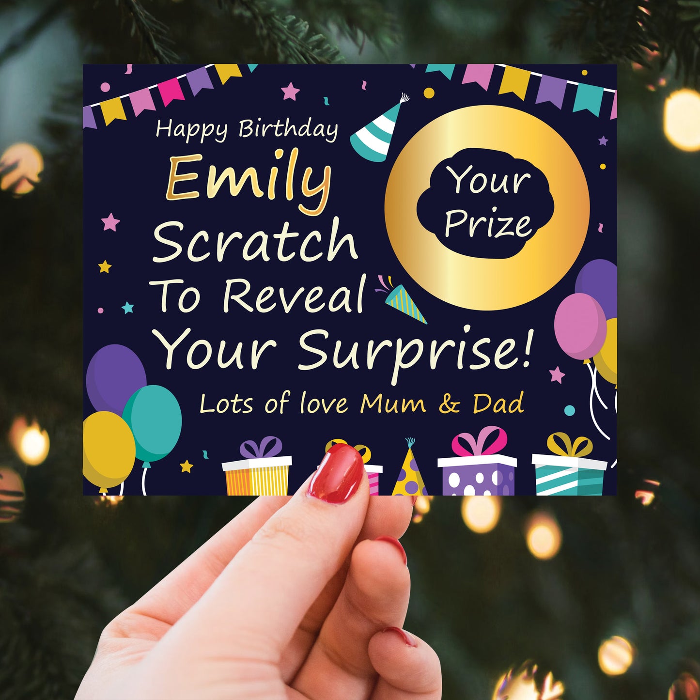 Personalised Birthday Scratch Reveal Card, Gift Reveal Card