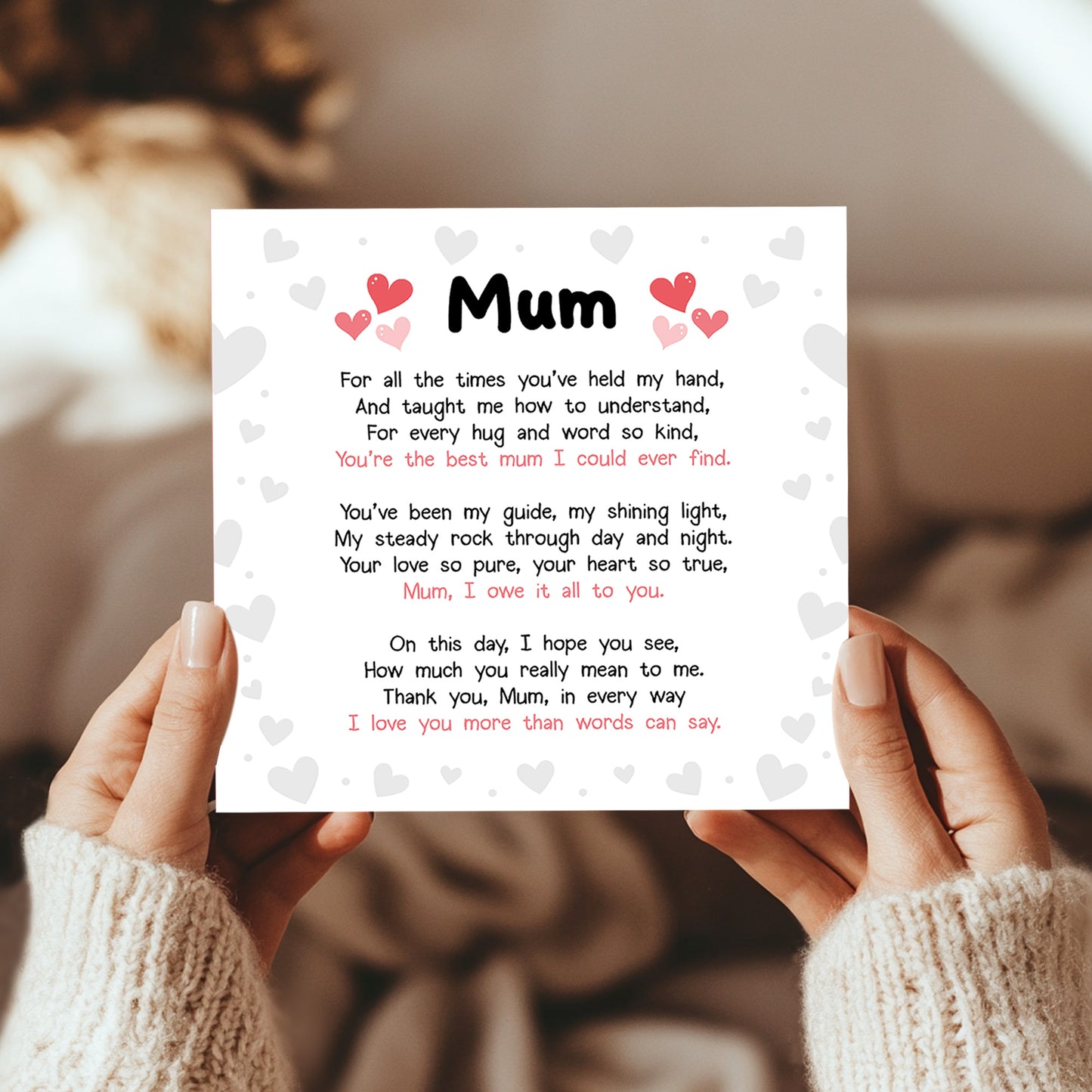 Mothers Day Card Mothers Day Card Poem Thank You Card From Son