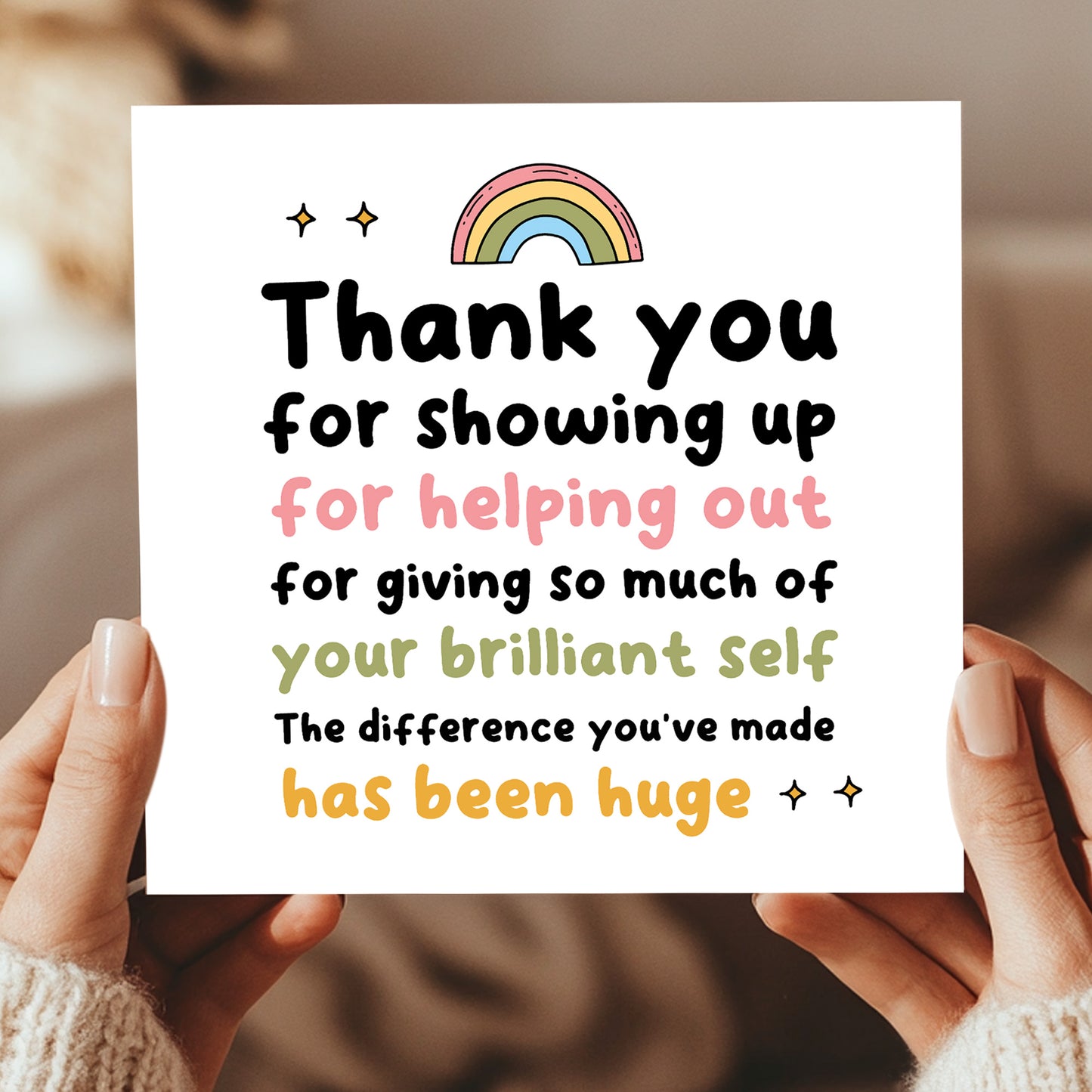 Thank You Card For Someone Special Card For Teacher Volunteer