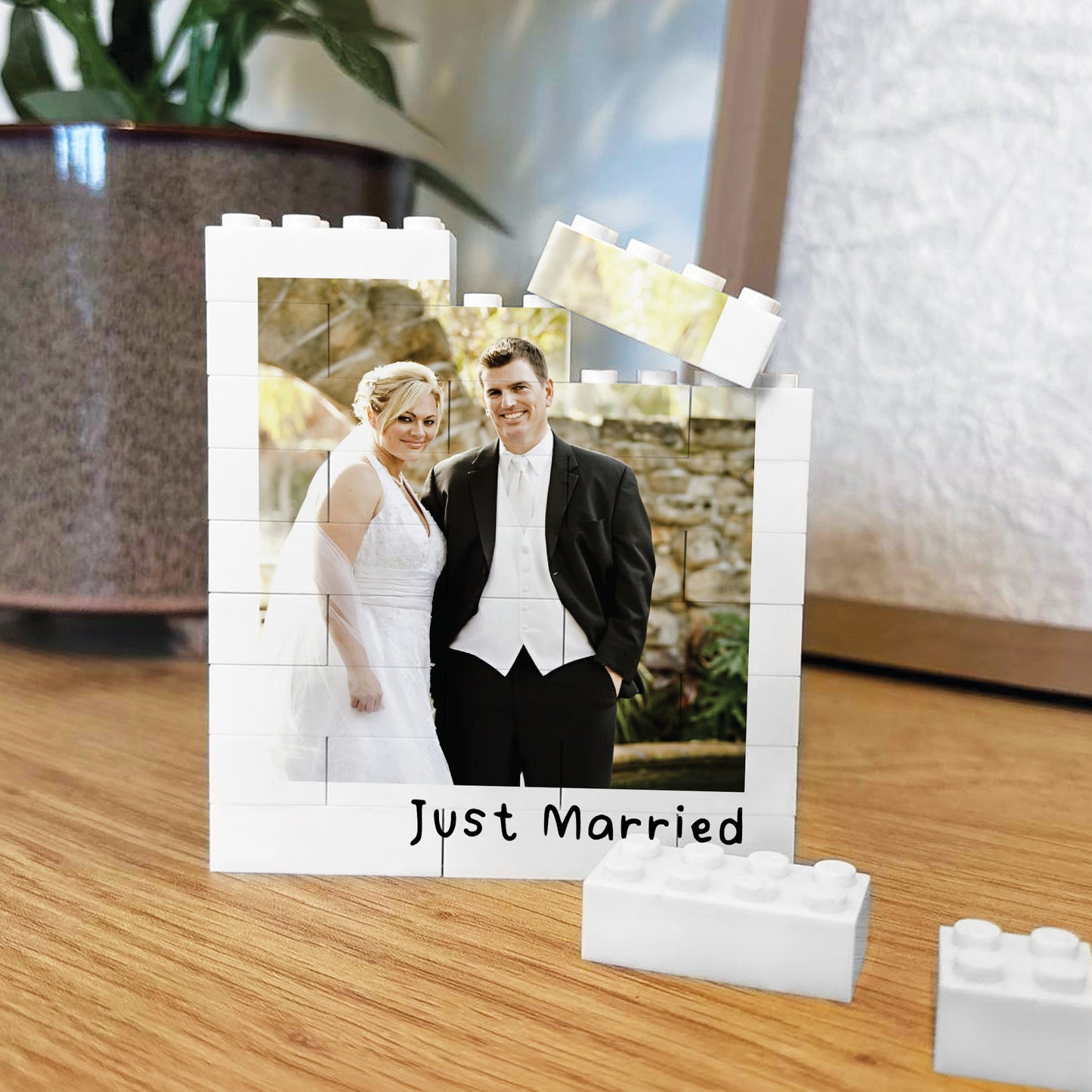 Personalised Just Married Wedding Gifts Photo Building Block