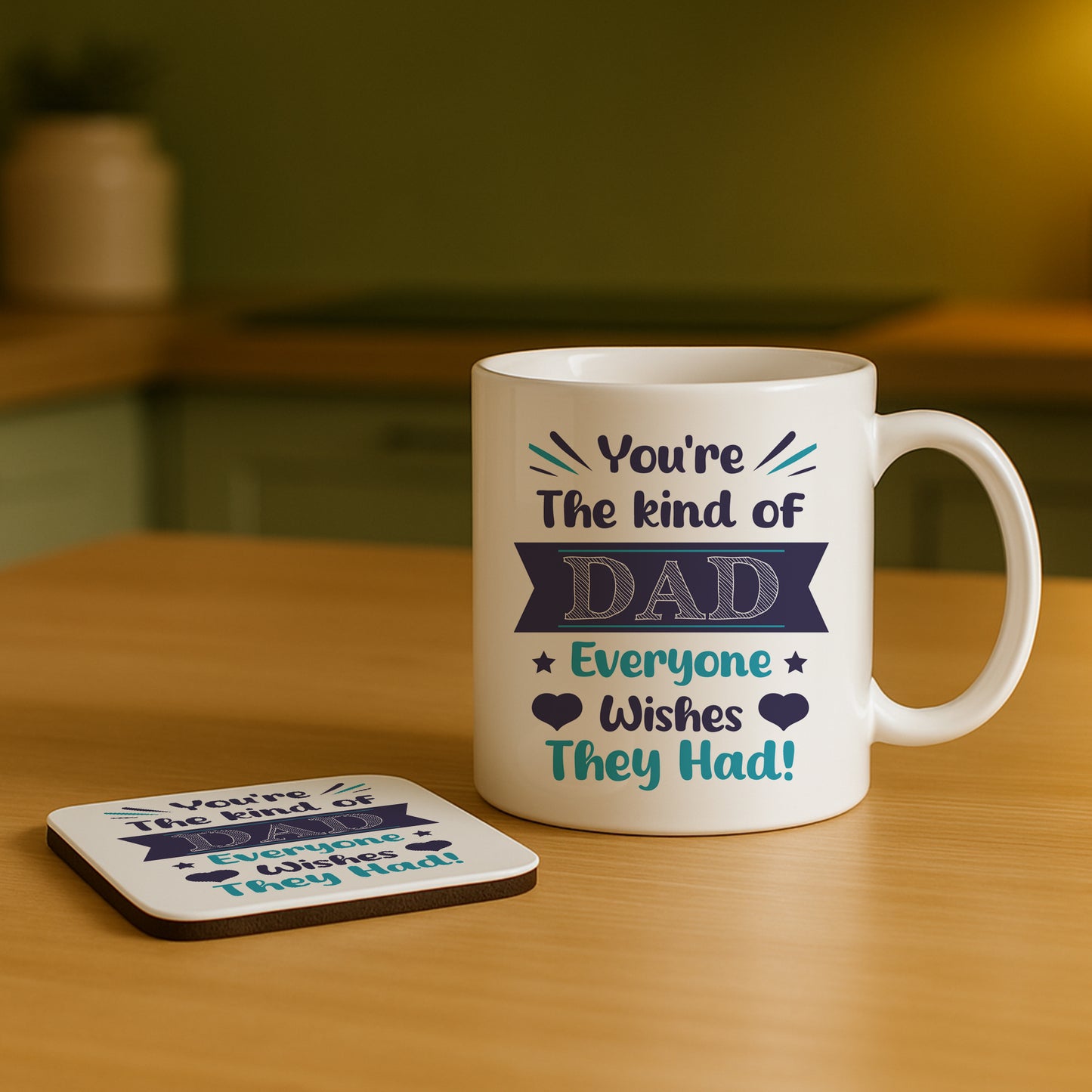 Fathers Day Mug and Coaster Set Gifts For Dad From Daughter Son