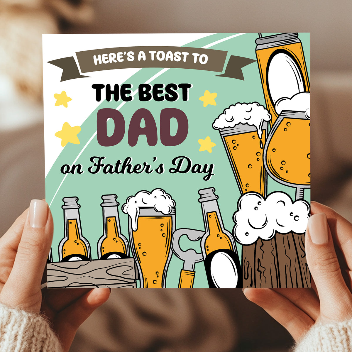 Fathers Day Best Dad Card From Daughter Son Novelty Beer Father