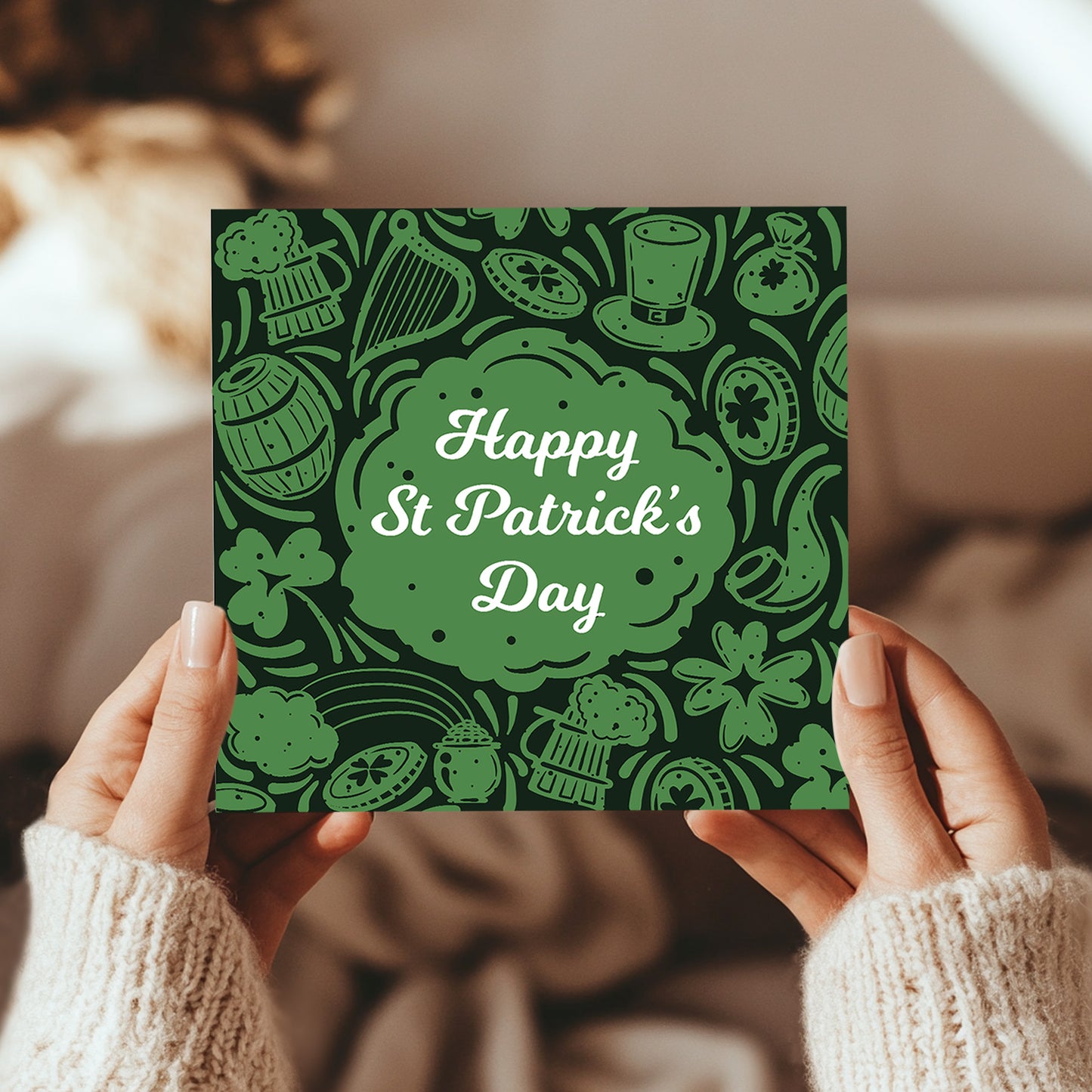 St Patricks Day Card Irish Shamrock Card for Family and Friends