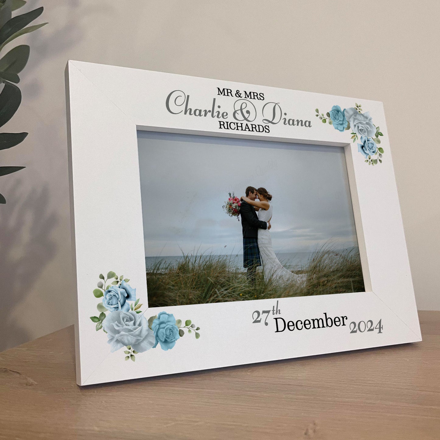 Wedding Day Mr And Mrs Wood Photo Frame Personalised Couple Gift