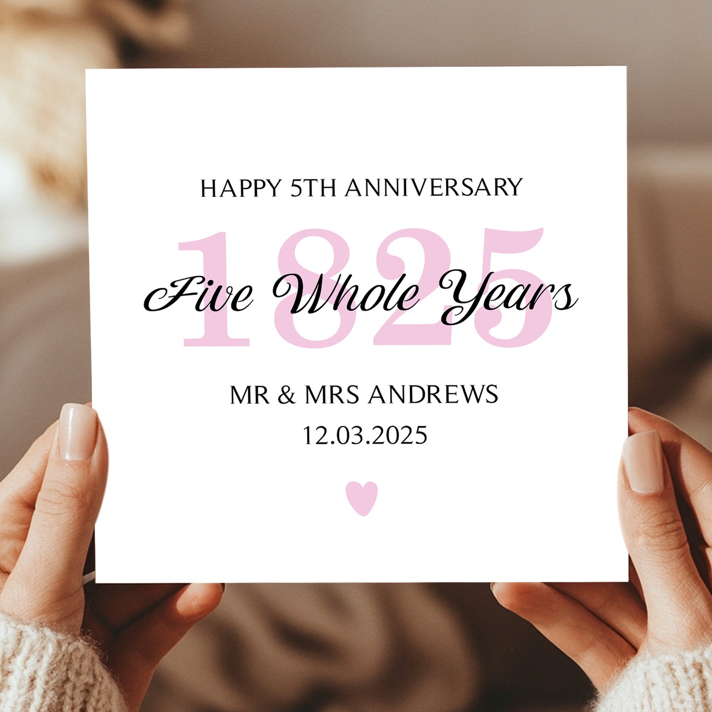 Personalised 5th Wedding Anniversary Card For Husband Wife