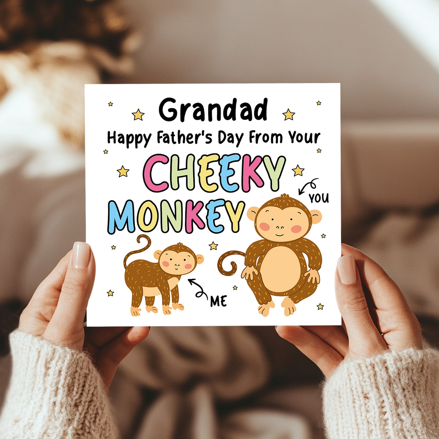 Fathers Day Card for Grandad From Your Cheeky Monkey Funny