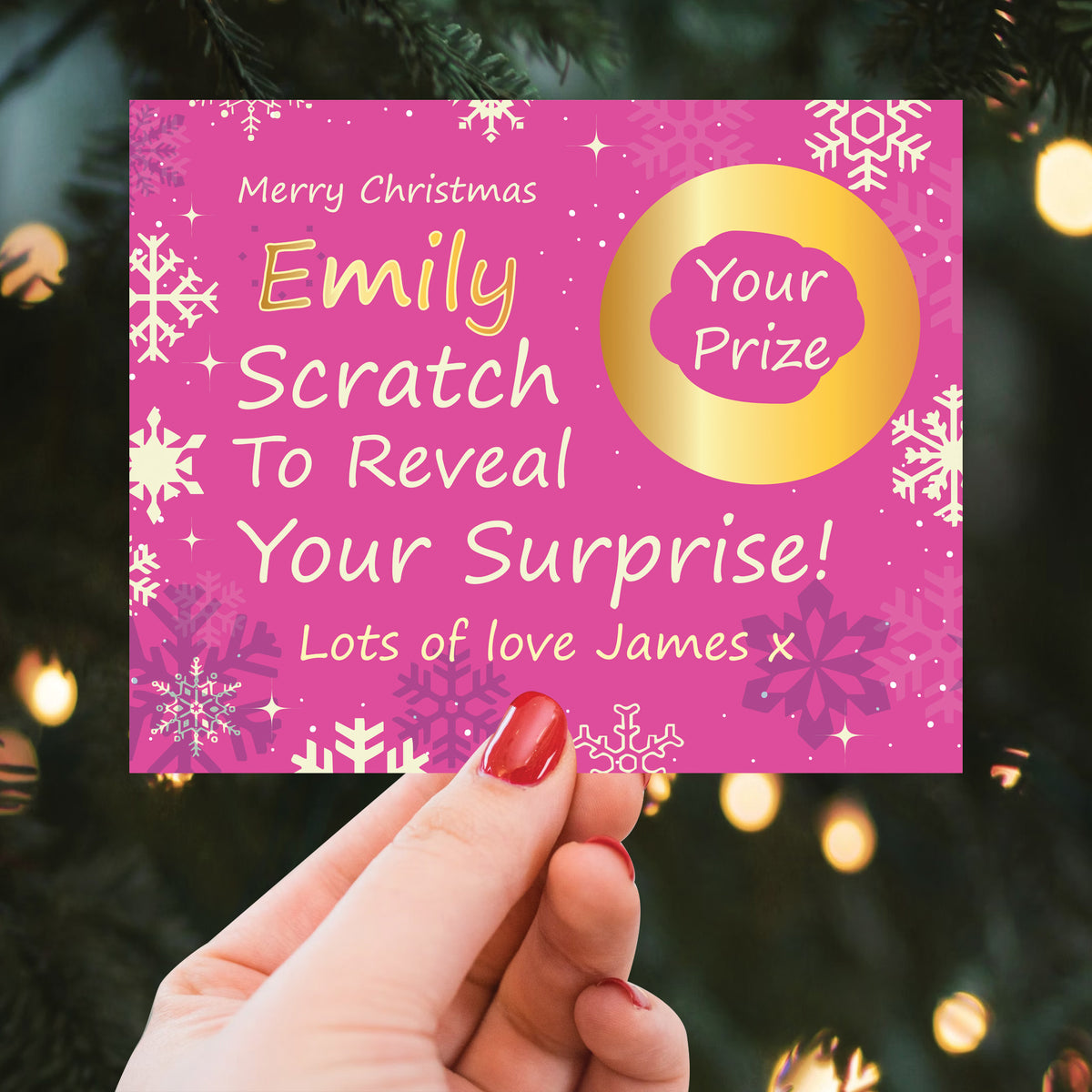 Personalised Christmas Scratch Reveal Card For Her Surprise