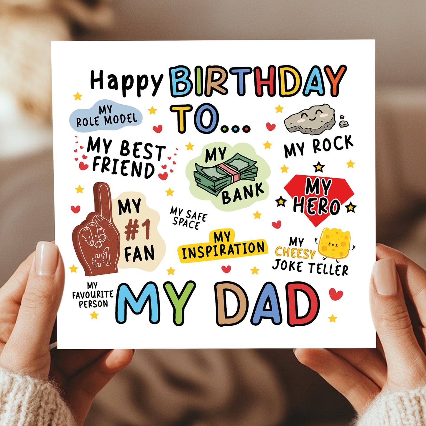 Novelty Happy Birthday Card For Dad My Rock My Hero Card