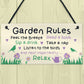 Garden Sign Gardening Gift Garden Rules Sign Novelty Garden Sign