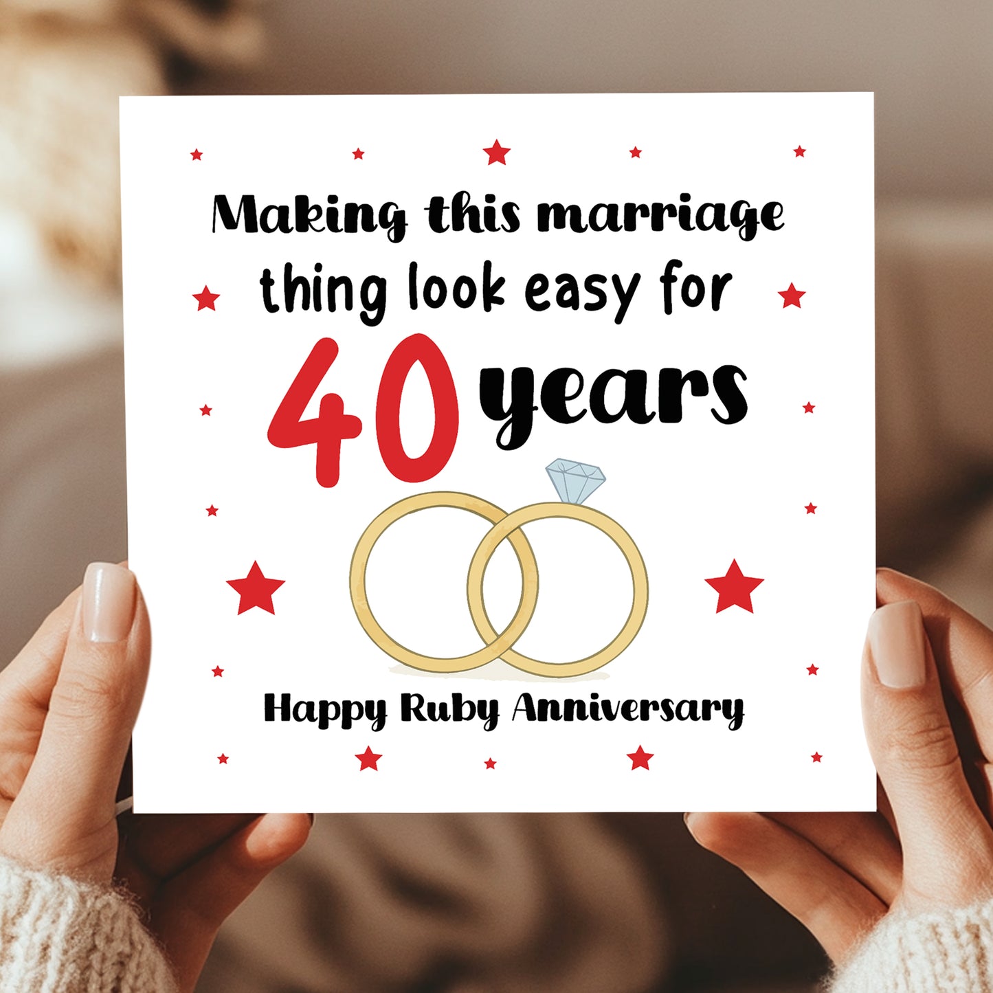 40th Wedding Anniversary Card For Husband Wife Couple Ruby