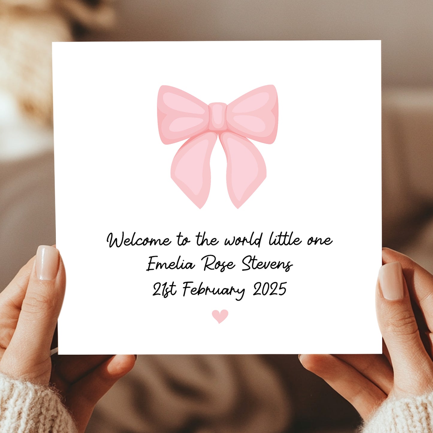 Personalised Welcome To The World Little One Pink Ribbon Design