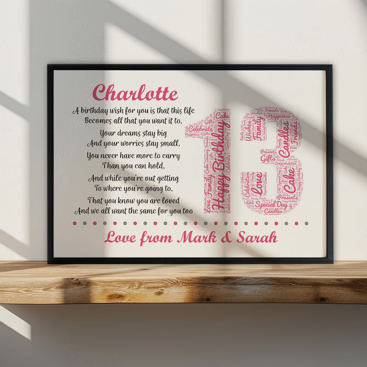 Personalised 13th Birthday Gift for Her Daughter A3 Framed Print