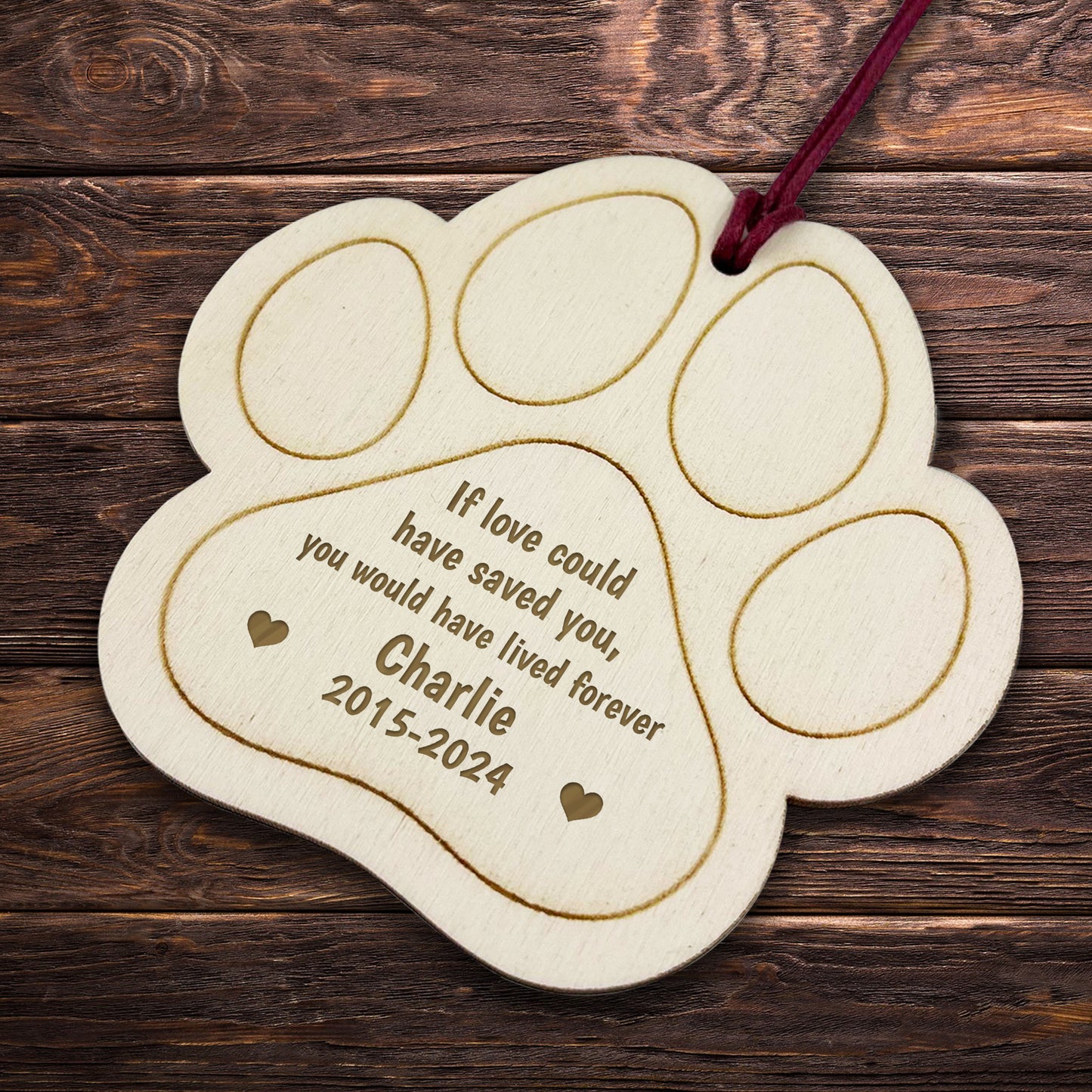Dog Personalised Memorial Tree Decorations Engraved Ornament