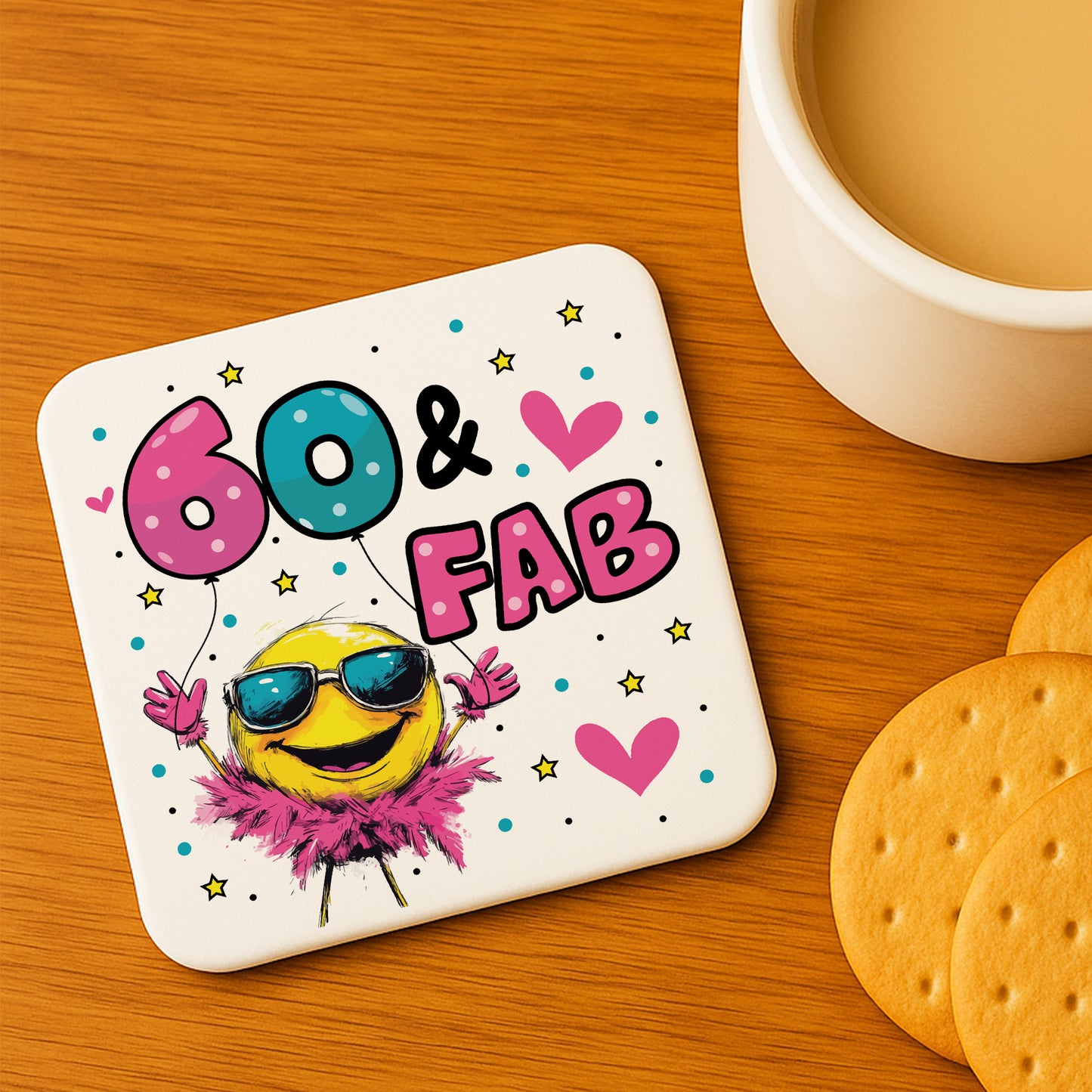 Funny 60th Birthday Gift For Women 60 AND FAB Coaster Gifts