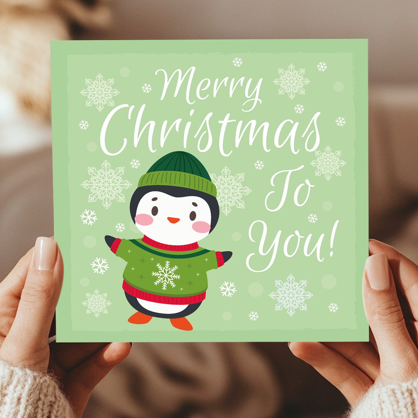 Christmas Card For Children Teacher Cute Penguin Design Xmas