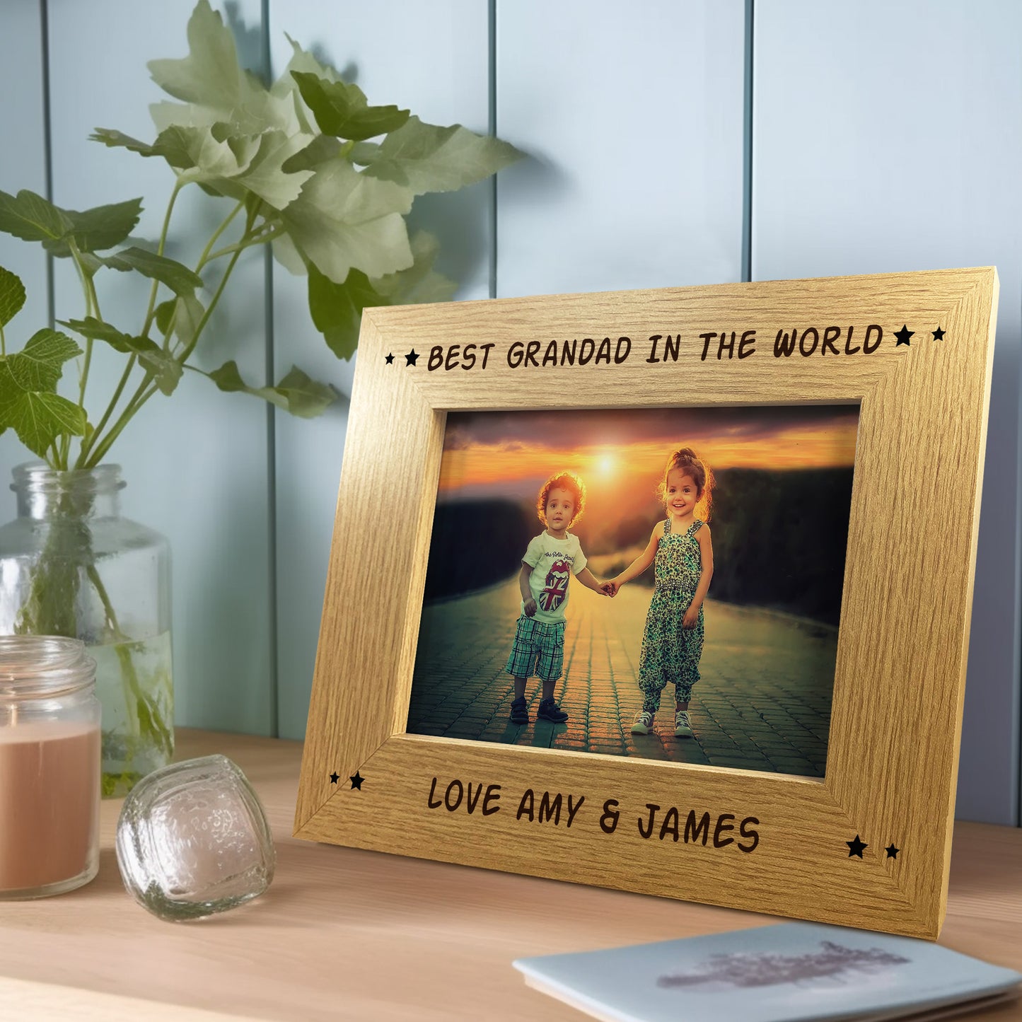 Best Grandad 7x5 Oak Frame Gift For Him Birthday Grandfather