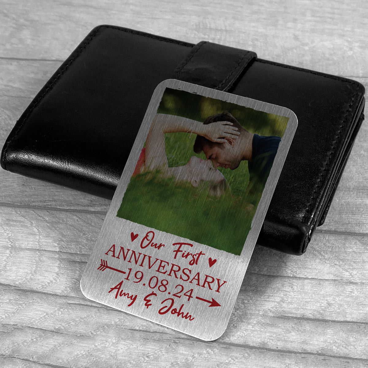 Personalised First 1st Anniversary Wallet Photo Gift For Him Her