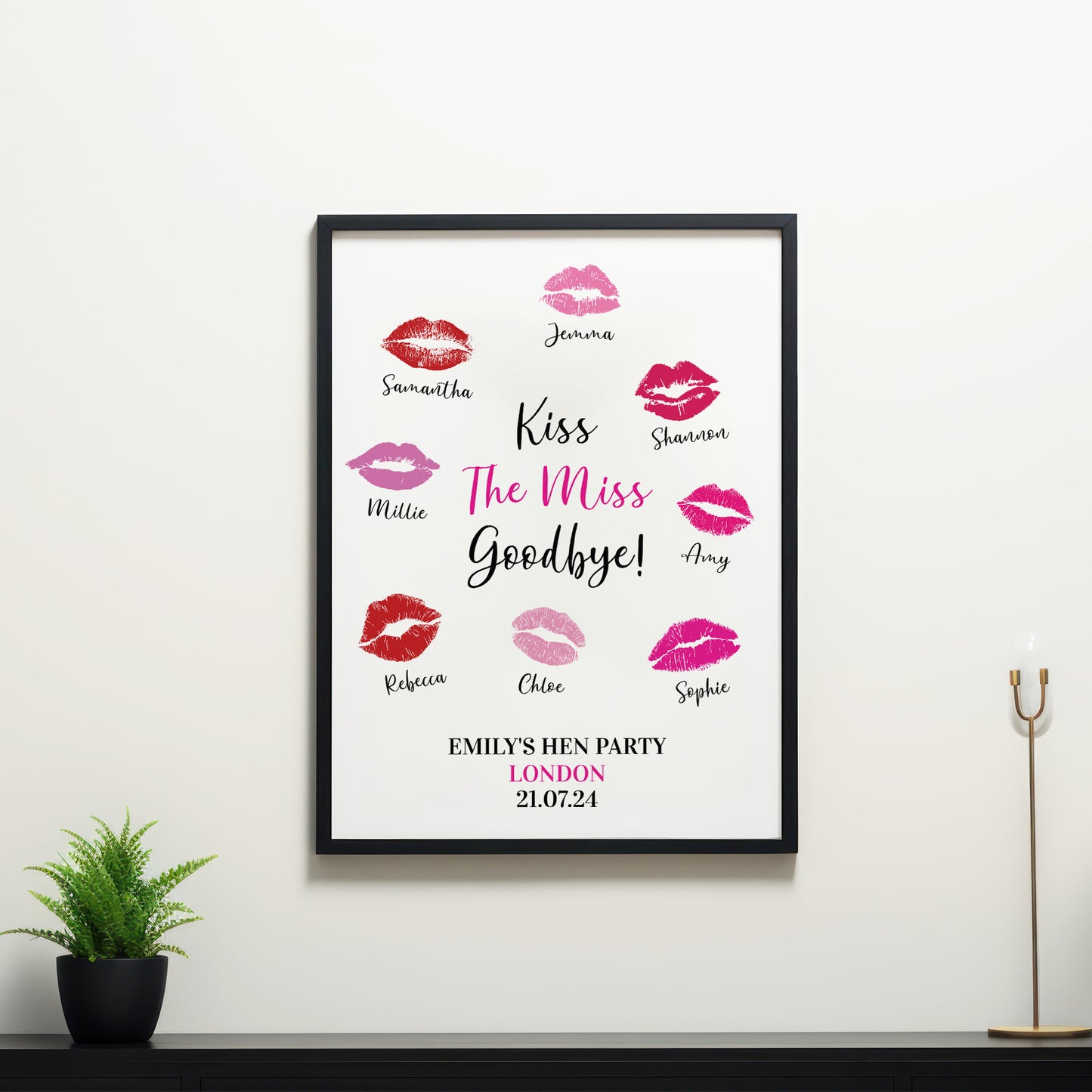 Kiss The Miss Goodbye Framed A3 Print Hen Party Print Keepsake