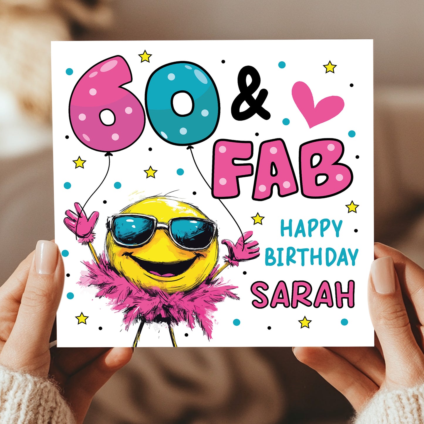Personalised 60th Birthday Card For Women 60 And Fab For Mum