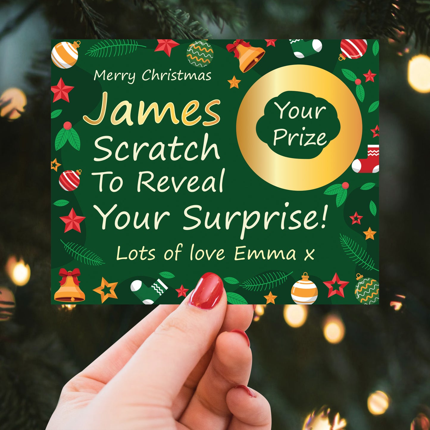 Personalised Merry Christmas Scratch Reveal Card Custom Gift