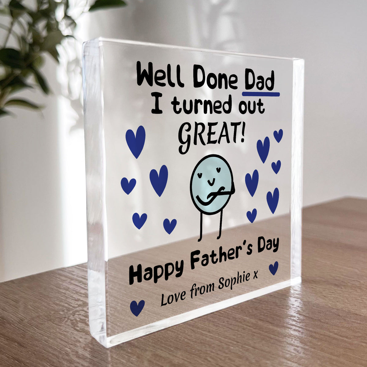 FUNNY JOKE Gift For Dad For Fathers Day Personalised Clear Block