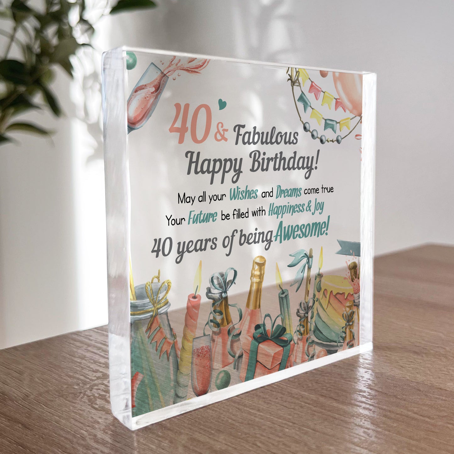 40th Birthday Acrylic Plaque 40th Birthday Gifts for Women