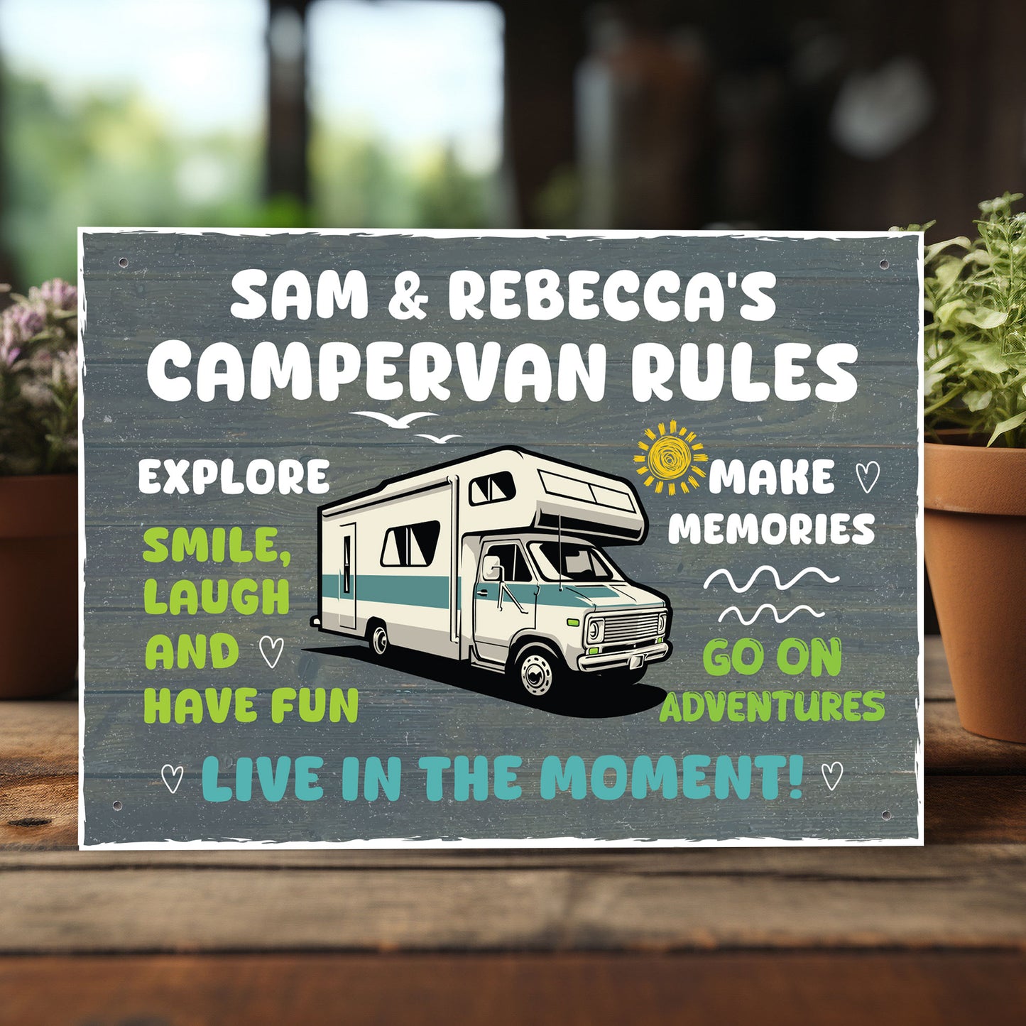 CAMPERVAN RULES SIGN Personalised Wall Door Plaque Novelty