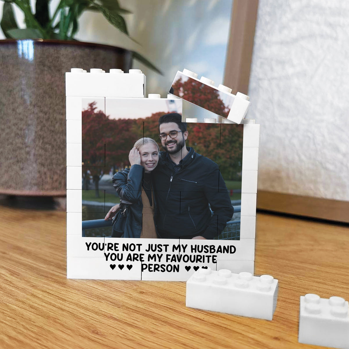 Couple Photo Block Gift for Boyfriend Husband Building Blocks