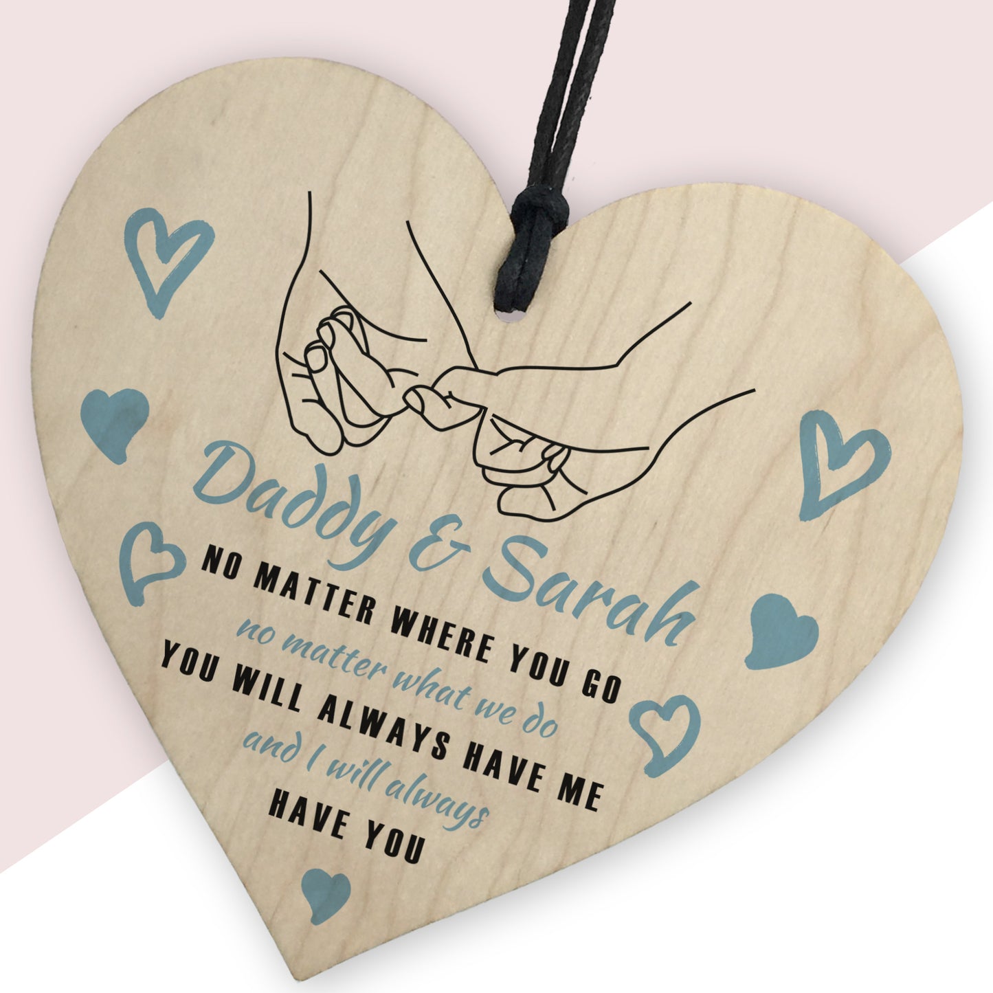 Daddy Daughter Gift For Fathers Day Birthday Wooden Heart