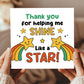 Cute Thank You Card For Teacher Thank You For Helping Me Shine