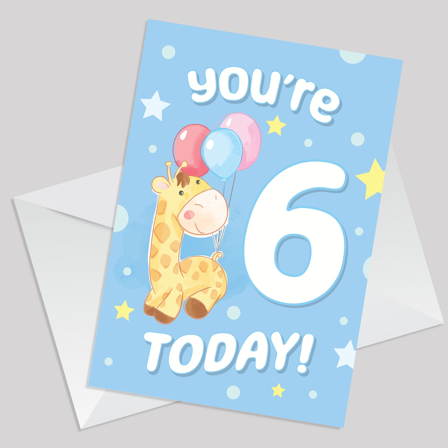 6th Birthday Age 6 Children's Kids Baby Giraffe Greetings Card