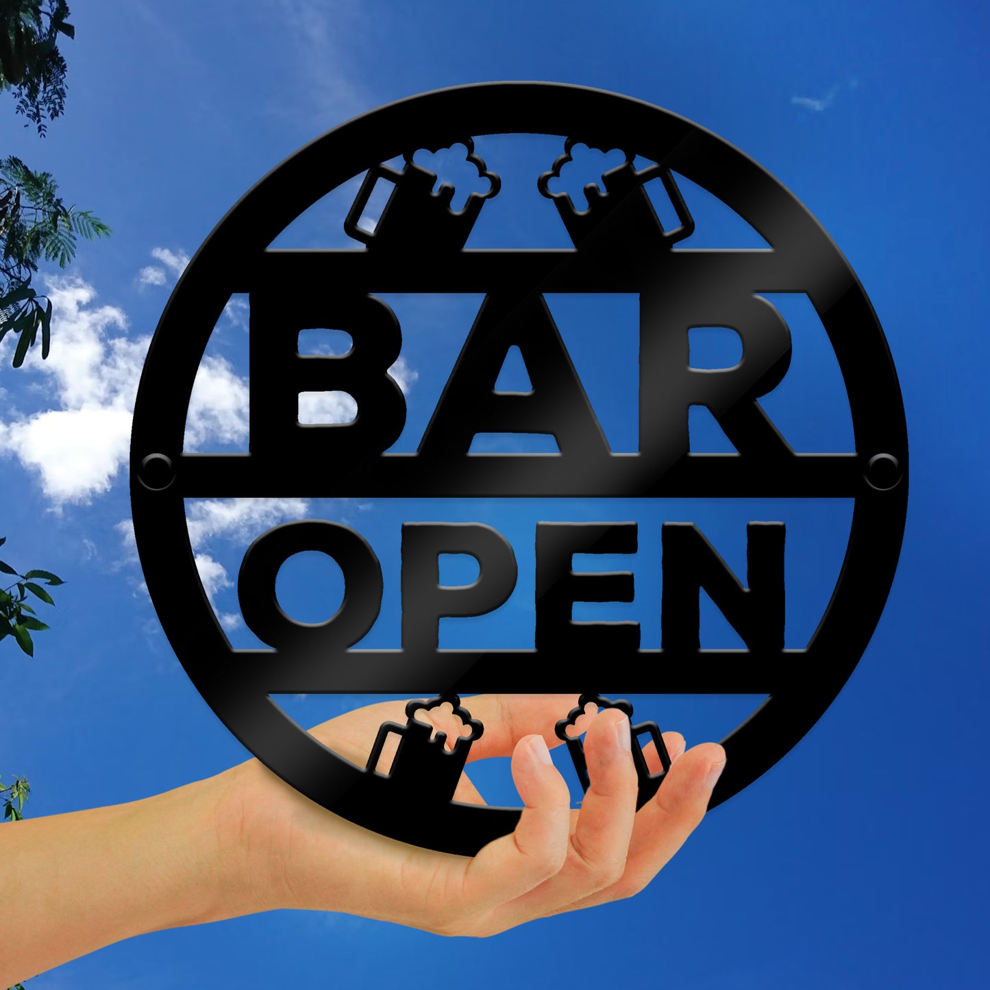 Bar Open Sign Wall Decor For Home Bar Man Cave Garden 35x35cm