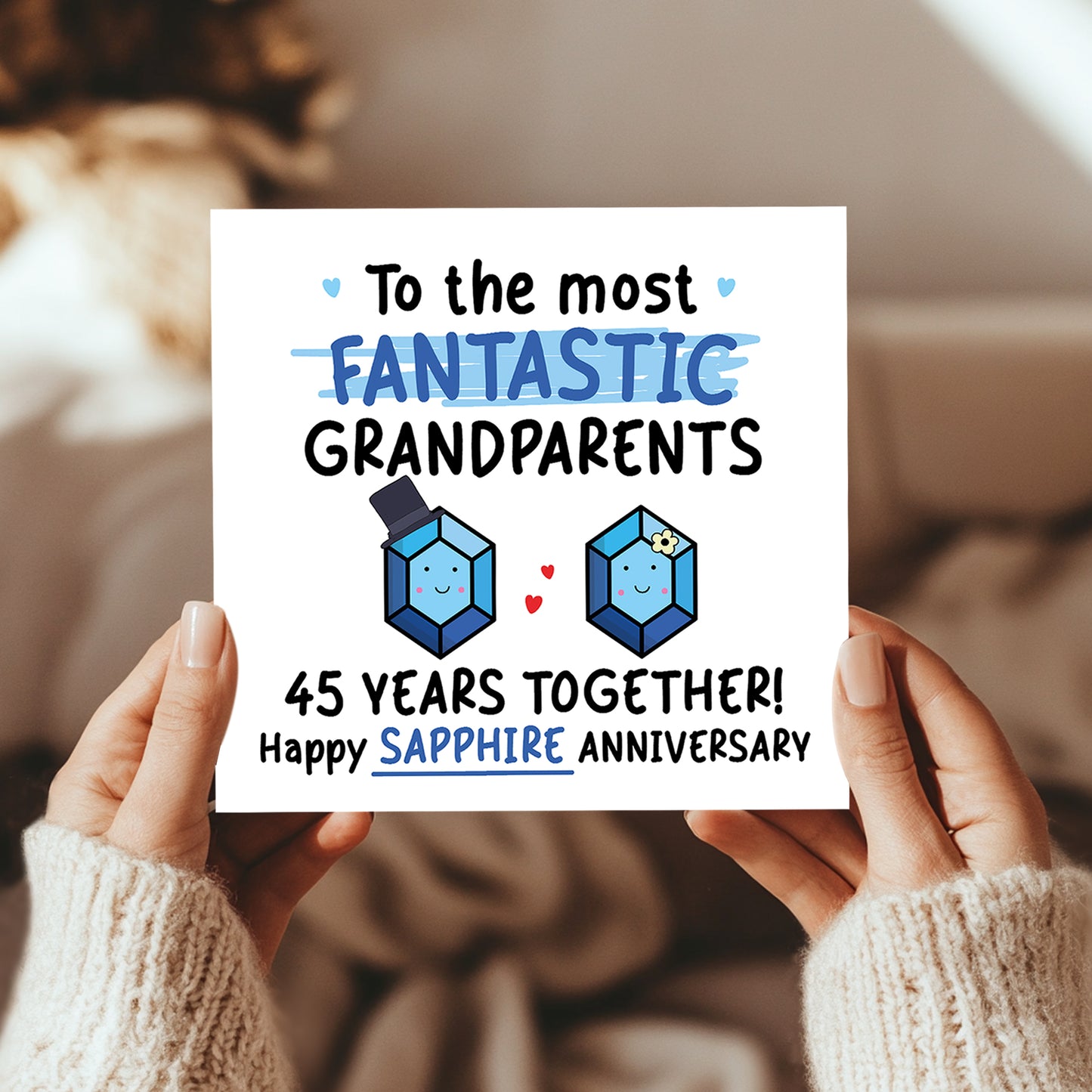 Sapphire Anniversary Card for Grandparents 45th Anniversary Card