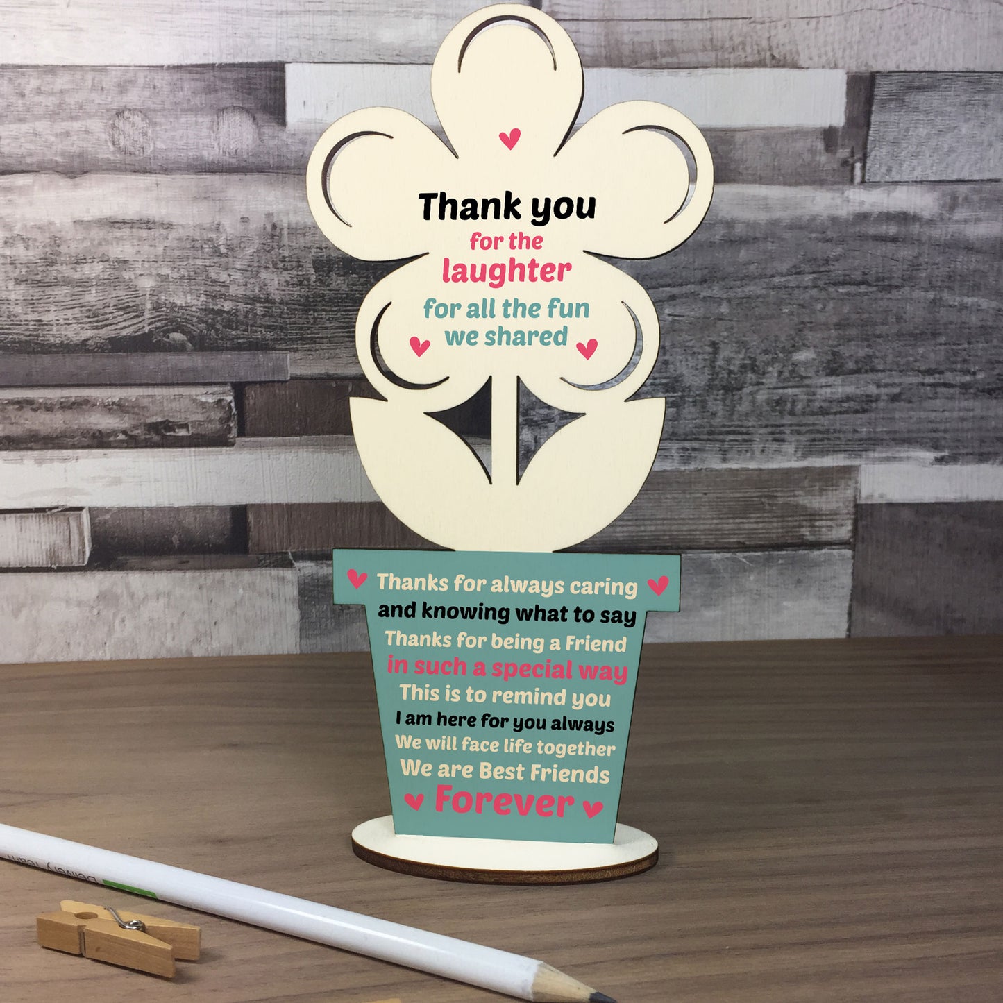Best Friend Wooden Flower Gift For Friend Friendship Plaque Gift