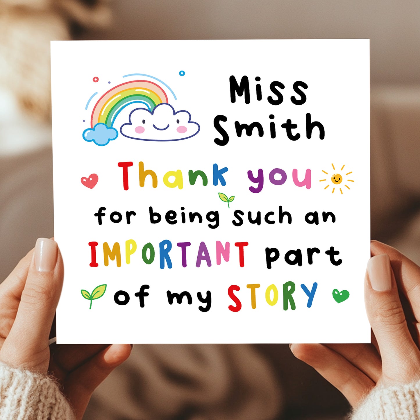 PERSONALISED Thank You Cards for Teacher Part Of My Story
