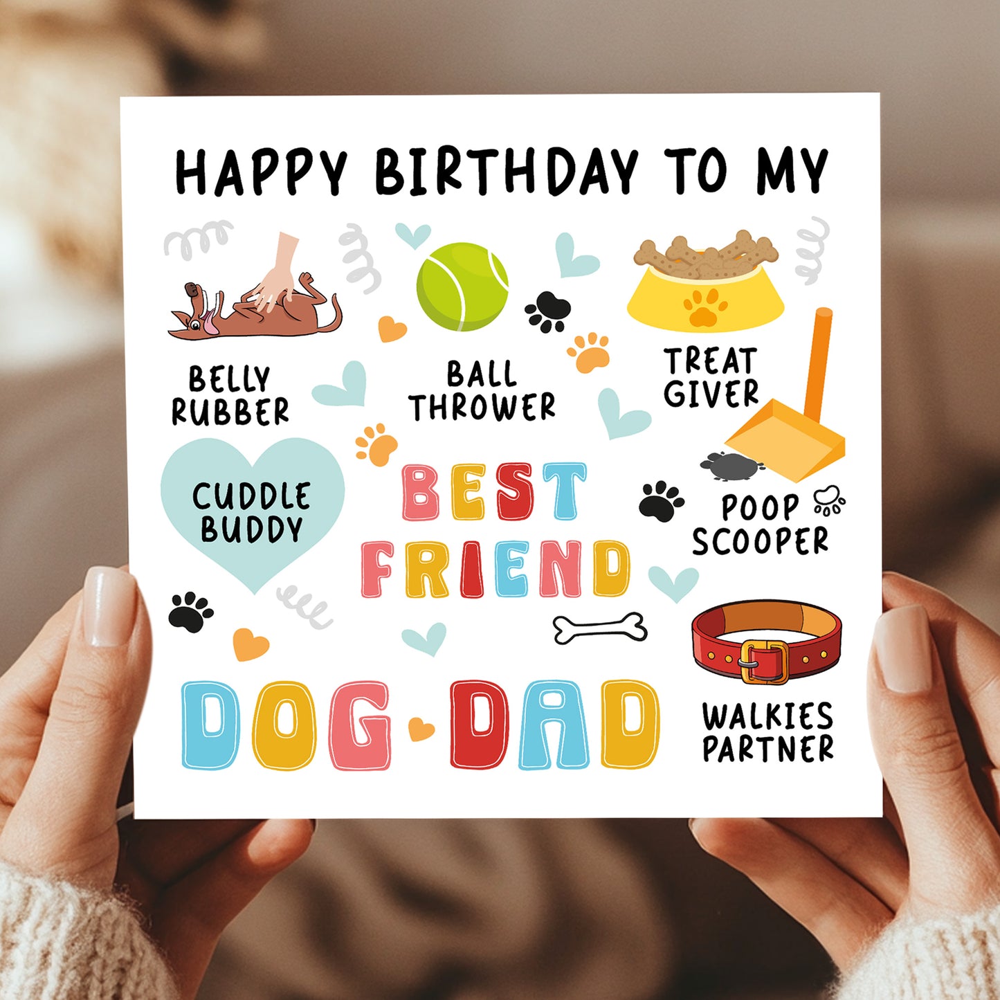 Happy Birthday Card From The Dog Birthday Card For Best Dog Dad