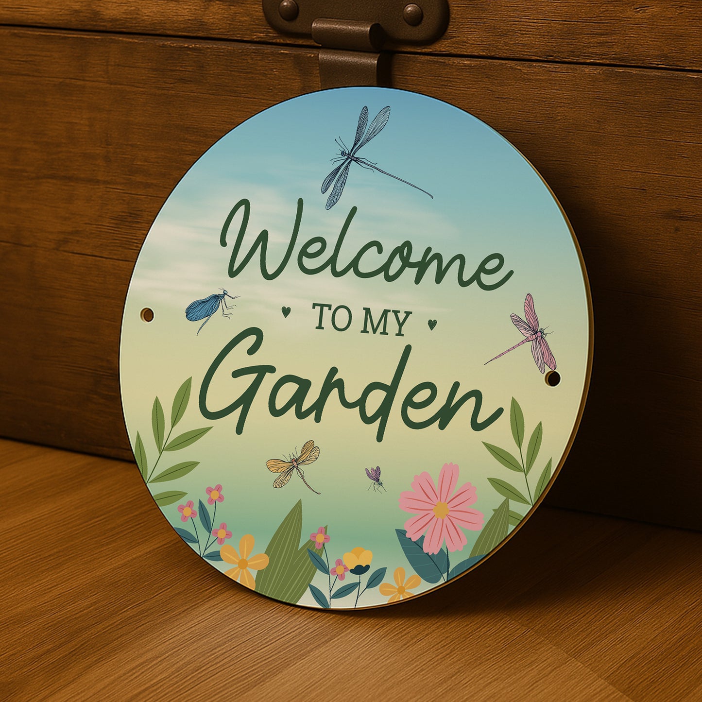 Welcome To My Garden Sign For Outside Summerhouse Dragonfy