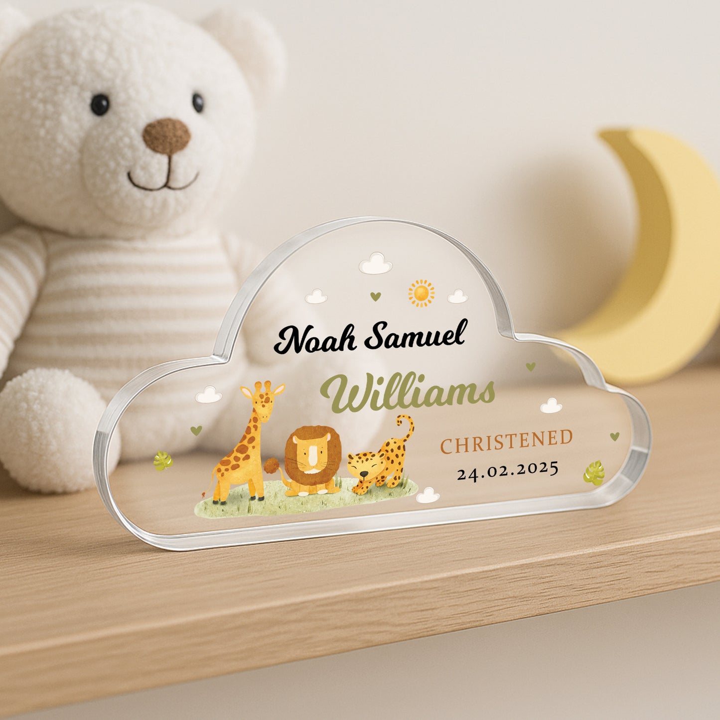 Christening Gift For Baby Boy Cloud Plaque Personalised