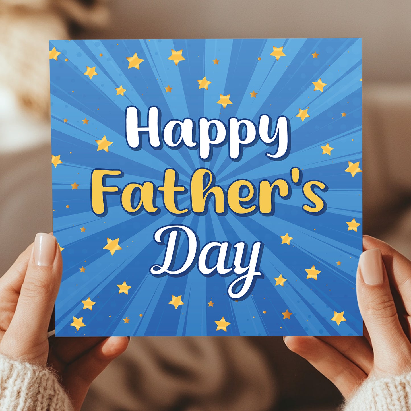 Dad Card For Fathers Day With Envelope Included Gold Stars