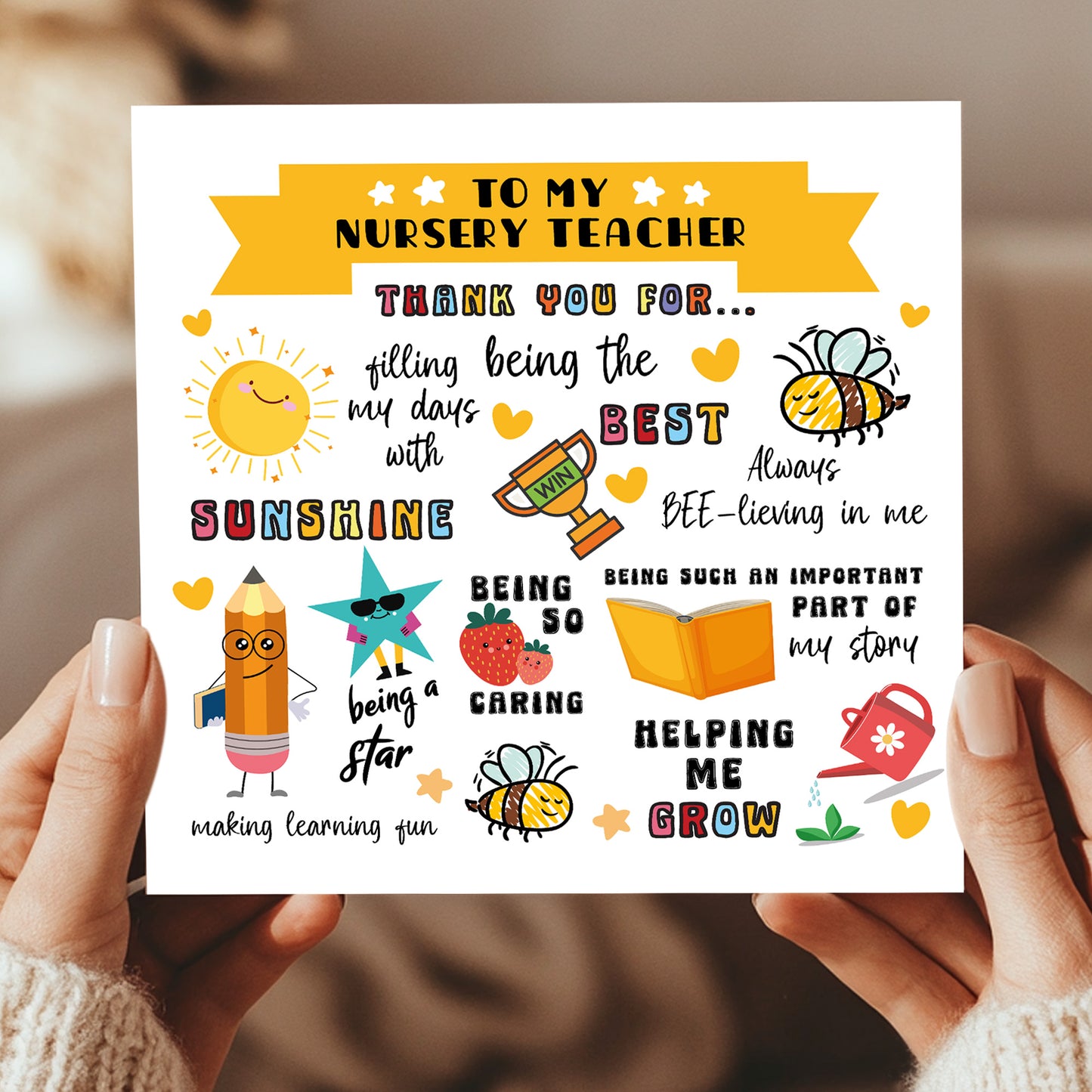 Nursery Teacher Thank You Card For Nursery Teacher