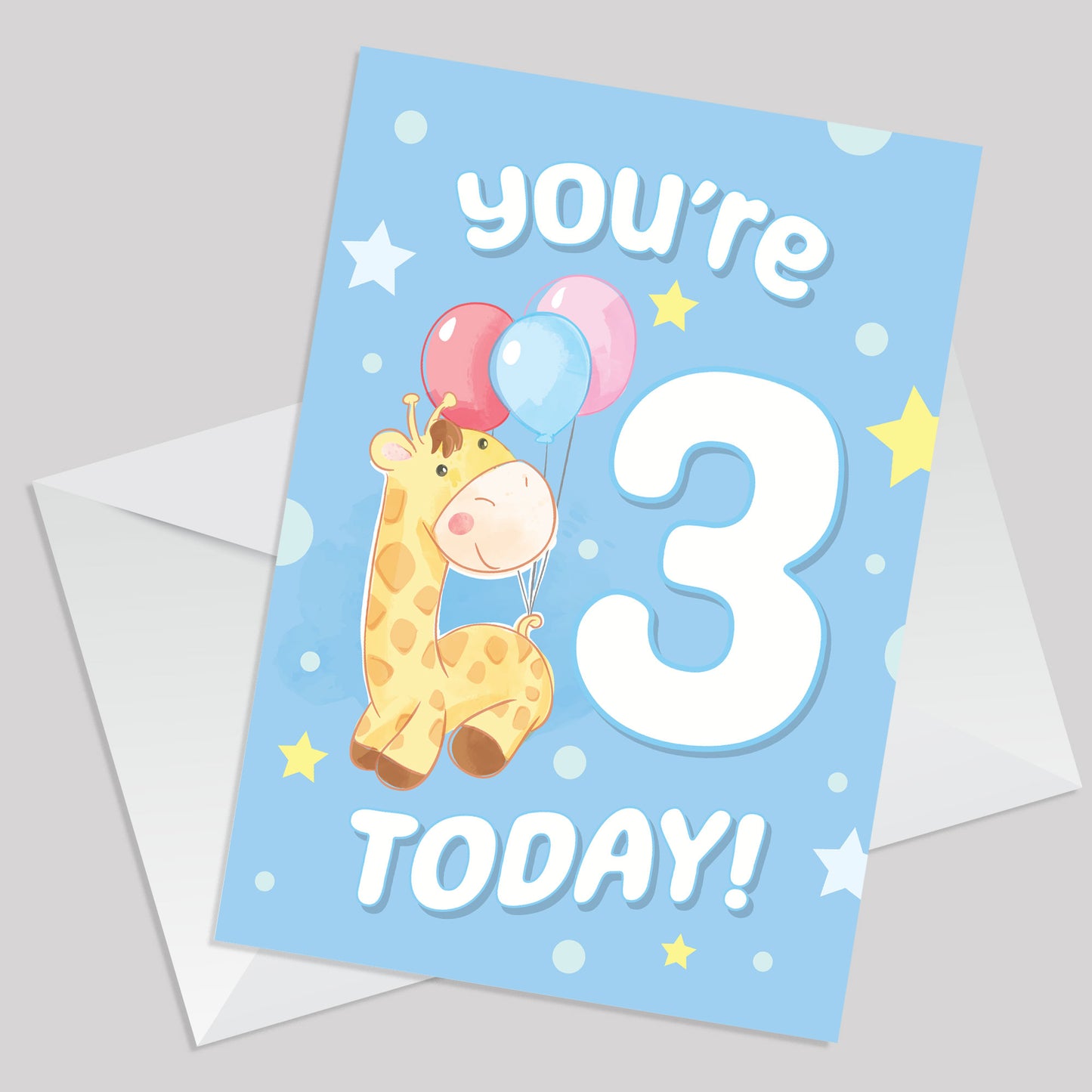 3rd Birthday Age 3 Children's Kids Baby Giraffe Greetings Card