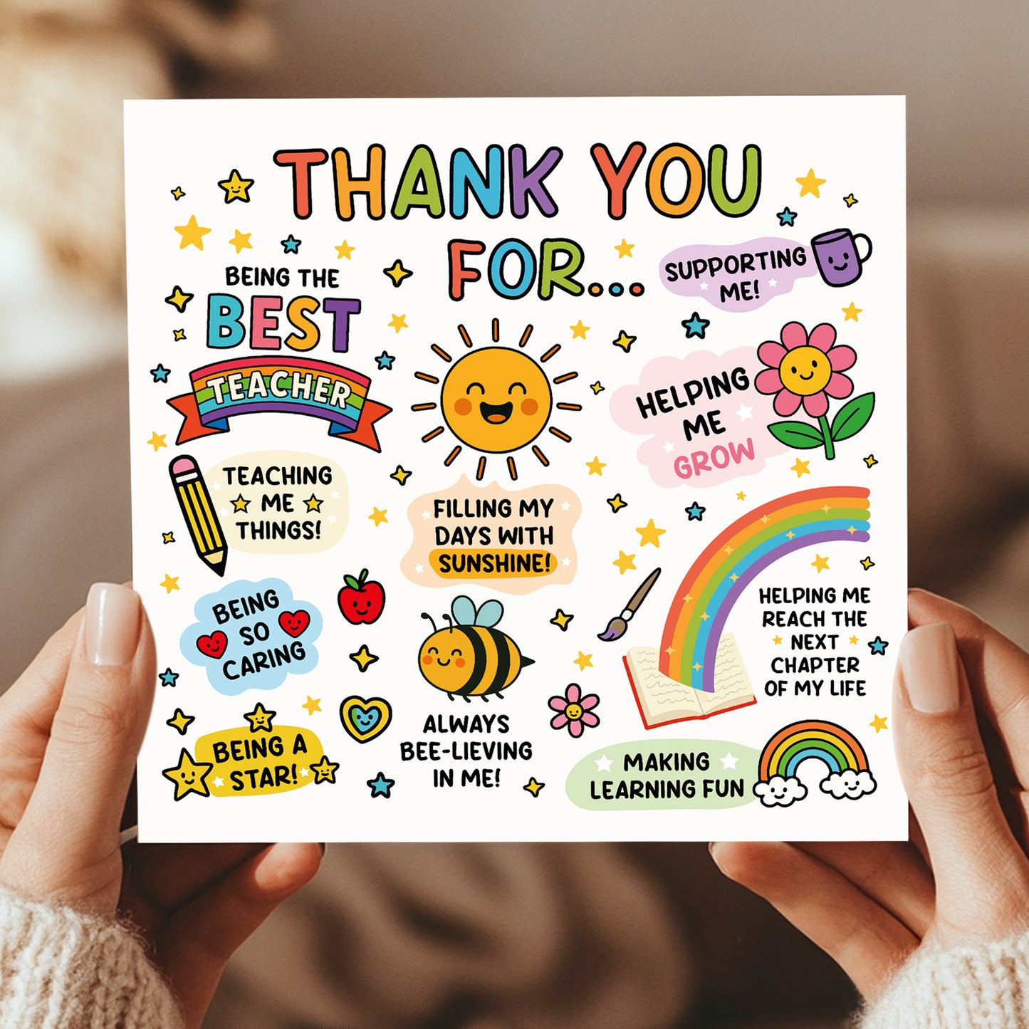 Teacher Thank You Card from Kids Cute Thank You Card For Teacher