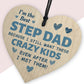 Step Dad Funny Wooden Heart Gift Fathers Day Birthday Stepdad