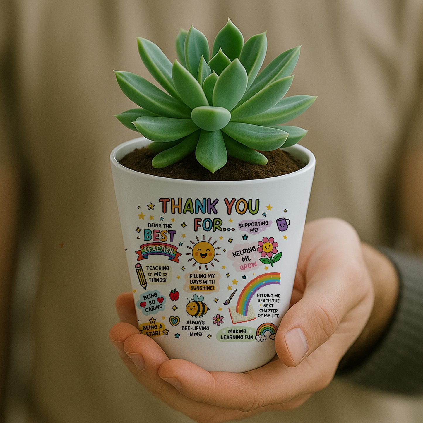 Thank You Gift For BEST TEACHER GIFT Plant Pot 10cm x 9cm Gift