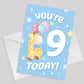 9th Birthday Age 9 Children's Kids Baby Giraffe Greetings Card