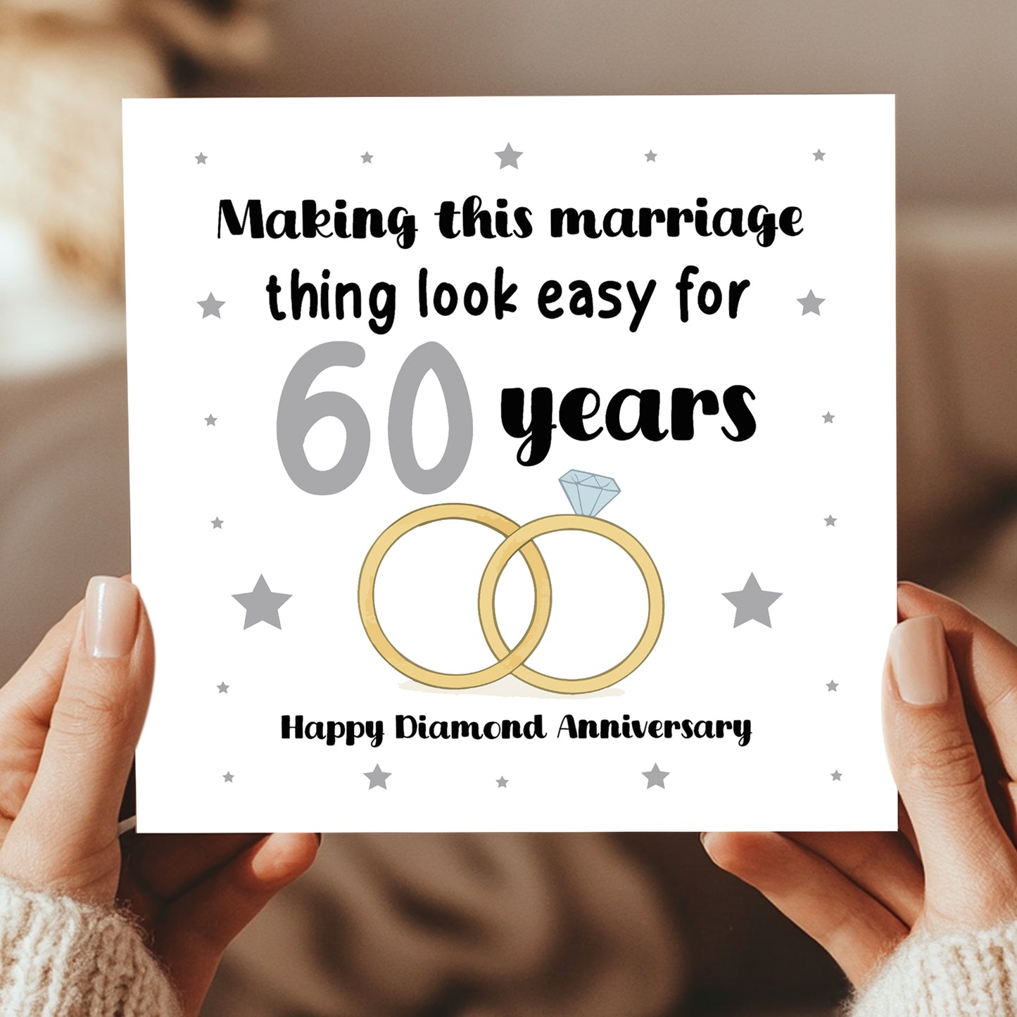 60th Wedding Anniversary Card For Husband Wife Couple