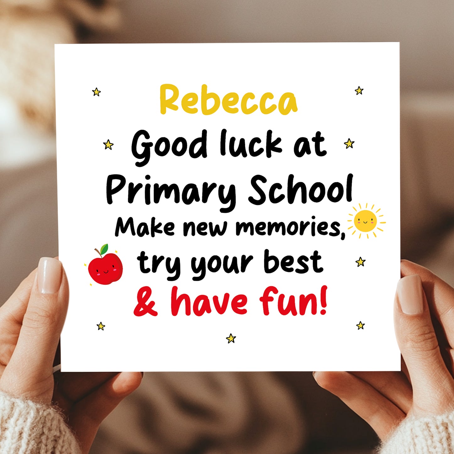 Personalised Good Luck Primary School Card For Son Daughter