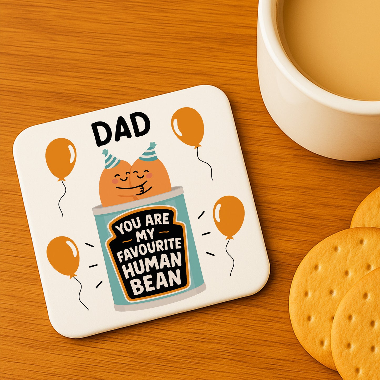 Funny Gift For Dad MY FAVOURITE HUMAN BEAN Coaster Gift For Dad