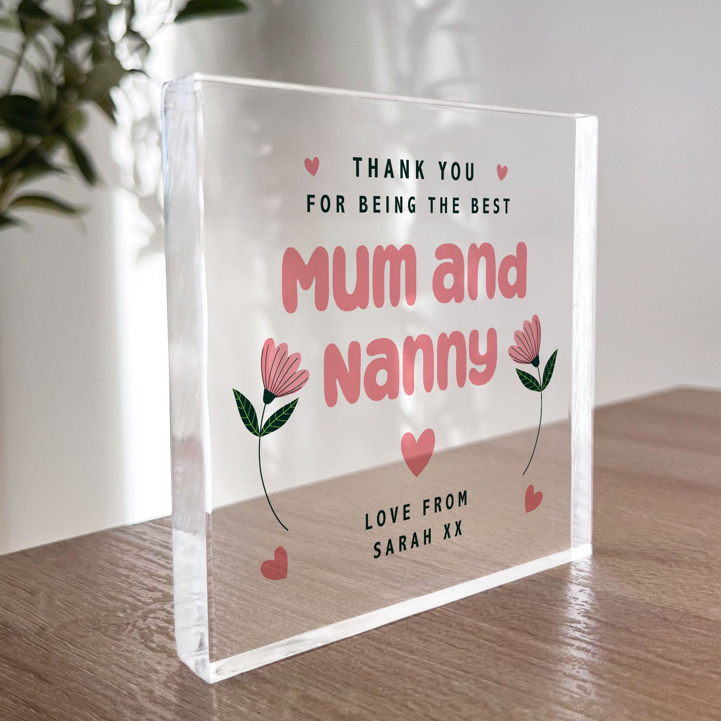 Mum and Nanny Gift Acrylic Block Thank You Birthday Gift For Mum